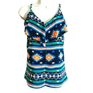 Francesca's Collection Women's Aztec Print Ruffle Top